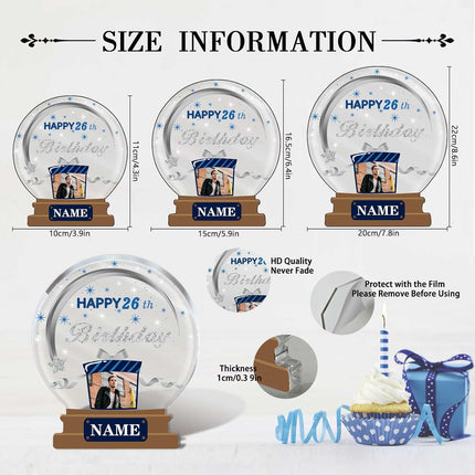 UUBAO Customized Birthday Gift Acrylic Plaque Custom Picture Crystal Desktop Keepsake Gift Birthday Decorations(Blue)