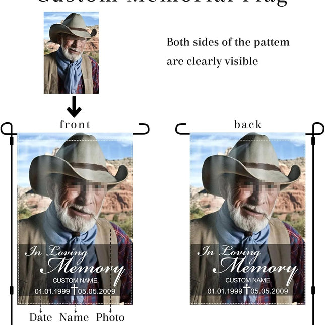 UUBAO Custom Memorial Funeral Flags - Personalized and Customized Burlap Flags for Memorial and Funeral Decoration