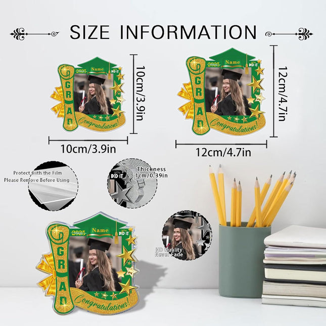 UUBAO Customized Graduation Plaque with Single Picture Custom Picture 2025 Congrats Grad Crystal Desktop Farewell Keepsake Gift (Dark Green)