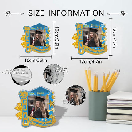 UUBAO Customized Graduation Plaque with Single Picture Custom Picture 2025 Congrats Grad Crystal Desktop Farewell Keepsake Gift (Sky Blue)