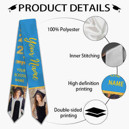 UUBAO Personalized Graduation Stole Class of 2025 Custom Academic Ceremony Shawl for Graduations Formal Events(Pink)