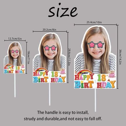 UUBAO Personalized Happy Birthday Photo Prop Face Fan Customized Double Sided Fun Supplies(Colorful Children)