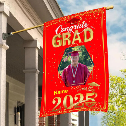 UUBAO Custom Graduation Garden Flag with Photo Class of 2025 Congrats Grad Double Sided Yard Flag Decorative Gifts (Red)