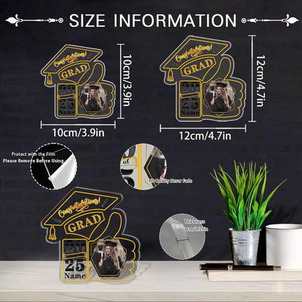 UUBAO Personalized Graduation Decorative Signs Plaques Class of 2024 Desk Paperweight Farewell Memorial Gift with Photo(Yellow)