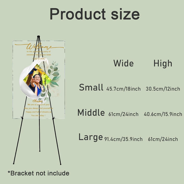 UUBAO Customized Welcome Sign for Graduation Party Personalized Acrylic Sign with Photo Name Class of 2025 Graduation Decor(Transparent)