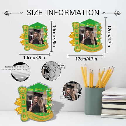 UUBAO Customized Graduation Plaque with Single Picture Custom Picture 2025 Congrats Grad Crystal Desktop Farewell Keepsake Gift (Light Green)