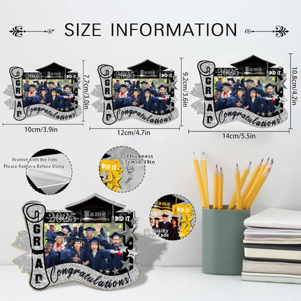 UUBAO Customized Graduation Plaque with Photo Crystal Desktop Keepsake Gift (Black and Silver)