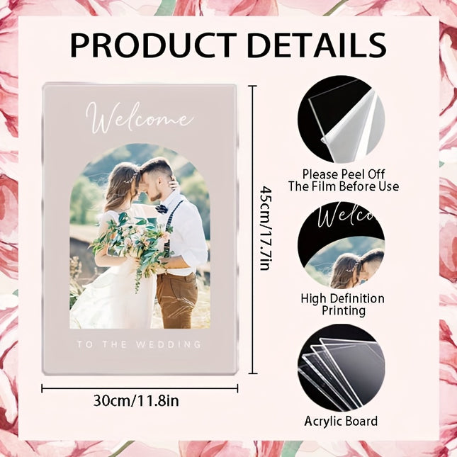 UUBAO Custom Welcome Wedding Sign with Name Personalized Acrylic Decoration for Ceremony Lawn Wedding Party Outdoor Indoor