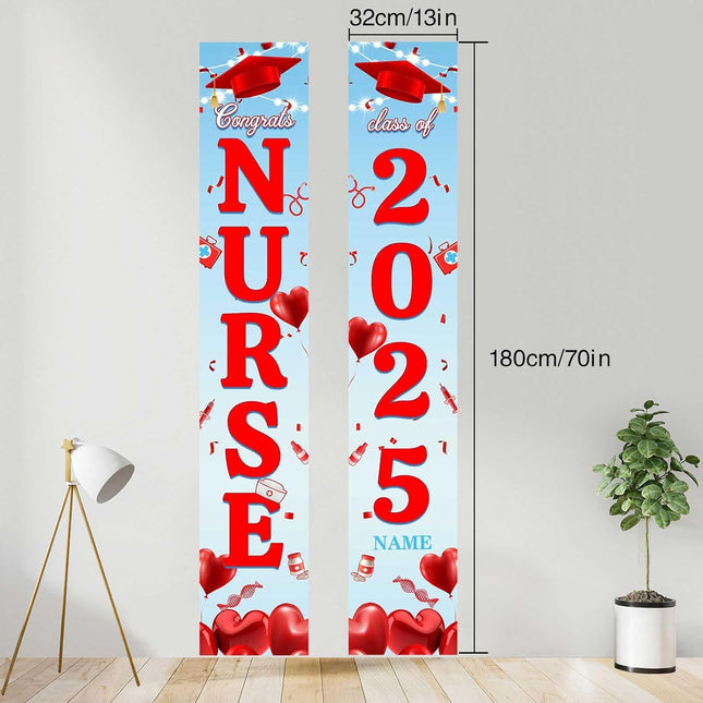 UUBAO Custom Nurse/Medical Students Graduation Party Decorations 2025 Porch Sign Banner Large Congrats Grad Door Banner