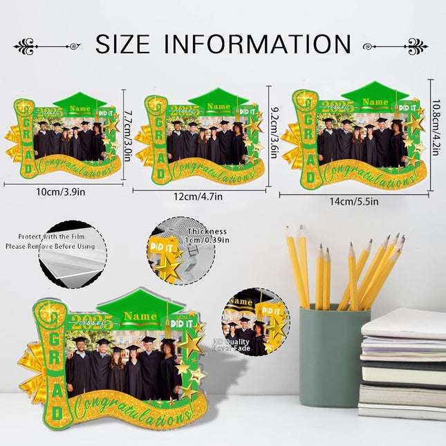 UUBAO Customized Graduation Plaque with Photo Crystal Desktop Keepsake Gift (Light Green)