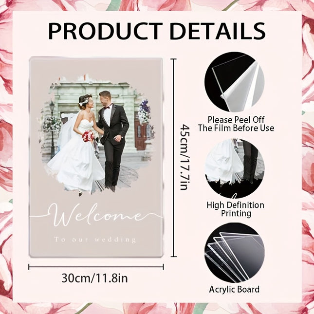 UUBAO Custom Welcome Wedding Sign with Name Personalized Acrylic Decoration for Ceremony Lawn Wedding Party Outdoor Indoor