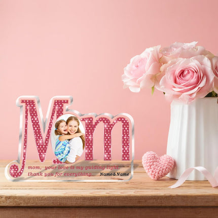 UUBAO Custom Mother's Day Personalized Acrylic Plaque With Photos Name Gifts for Mom Heart (Rose Gold)