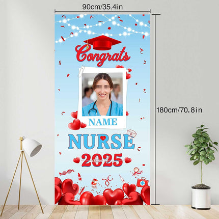 UUBAO Custom Nurse/Medical students Graduation Party Decorations Class of 2025  Front Door Porch Sign Backdrop Banner