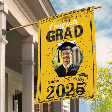 UUBAO Custom Graduation Garden Flag with Photo Class of 2025 Congrats Grad Double Sided Yard Flag Decorative Gifts (Yellow)