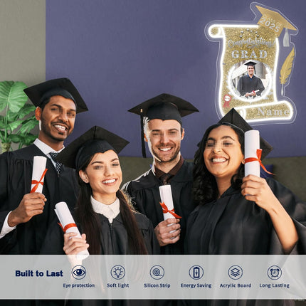 UUBAO Custom Graduation Gift LED Neon Signs Class of 2025 Personalized Photo Congrats Grad USB Powered (Champagne)