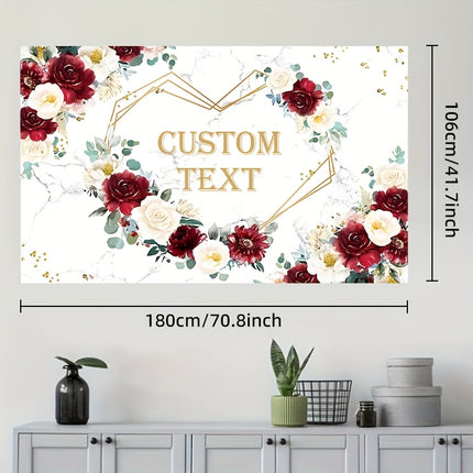 UUBAO Custom Floral Banner for Bridal Shower with Text Personalized Photography Background Couple Wedding Party Decorations