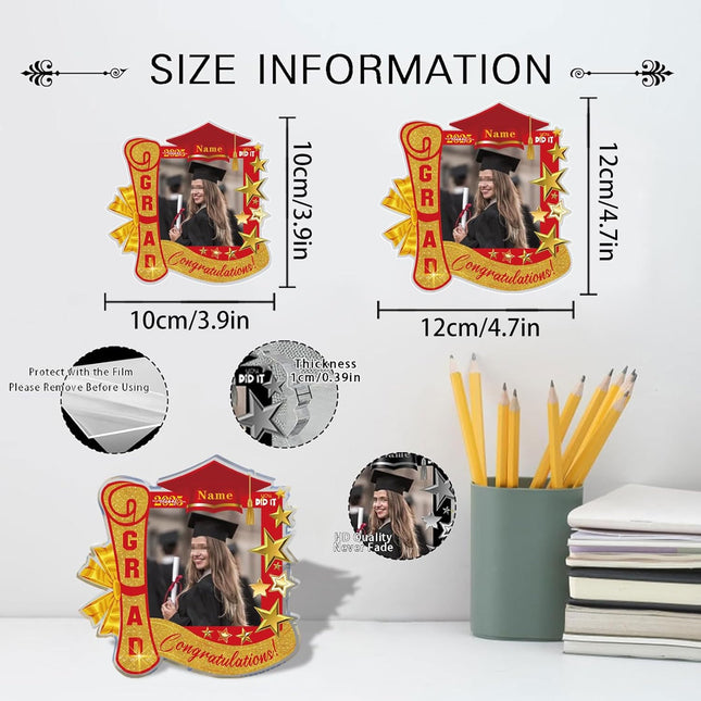 UUBAO Customized Graduation Plaque with Single Picture Custom Picture 2025 Congrats Grad Crystal Desktop Farewell Keepsake Gift (Red)