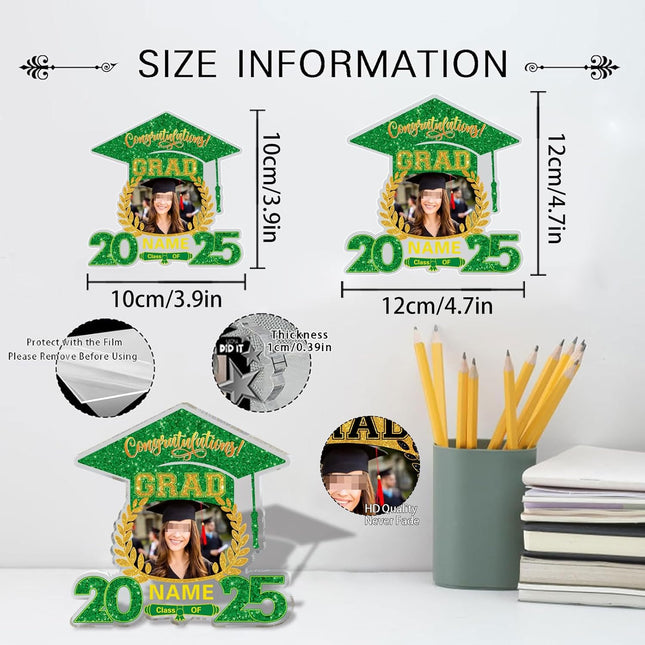 UUBAO Customized Graduation Plaque with Photo Crystal Desktop Keepsake Gift (Dark Green)