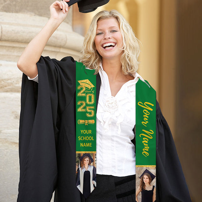 UUBAO Personalized Graduation Stole Class of 2025 Custom Academic Ceremony Shawl for Graduations Formal Events(Pink)