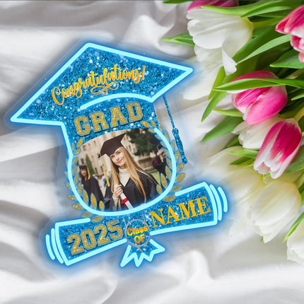 UUBAO Custom Graduation Gift LED Neon Signs Class of 2025 Personalized Photo Congrats Grad USB Powered (Sky Blue)