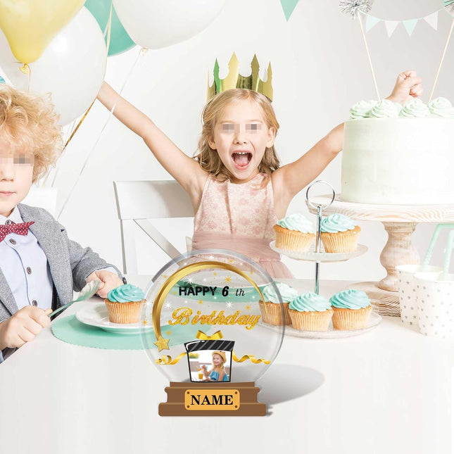 UUBAO Customized Birthday Gift Acrylic Plaque Custom Picture Crystal Desktop Keepsake Gift Birthday Decorations(Yellow)