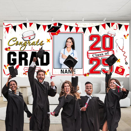 UUBAO Custom Nurse/Medical Students Graduation Garage Door Banner Cover Personalized Class of 2025 Congrats Grad Party Backdrop