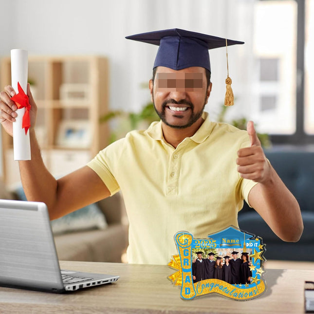 UUBAO Customized Graduation Plaque with Photo Crystal Desktop Keepsake Gift (Sky Blue)