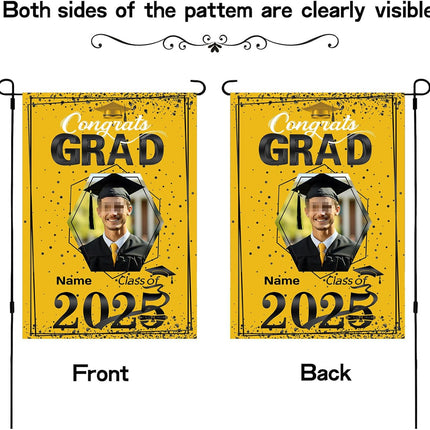 UUBAO Custom Graduation Garden Flag with Photo Class of 2025 Congrats Grad Double Sided Yard Flag Decorative Gifts (Yellow)