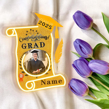 UUBAO Custom Graduation Gift LED Neon Signs Class of 2025 Personalized Photo Congrats Grad USB Powered (Yellow)