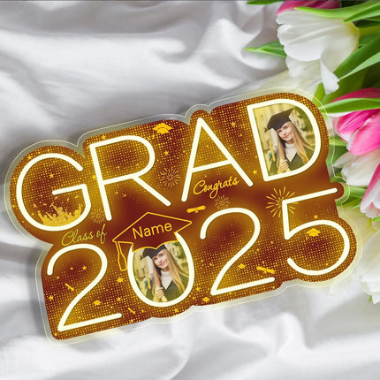 UUBAO Personalized Graduation Gift Neon Signs Congrats Grad LED Light Signs with Photo 2025 Party Backdrop Light Sign Decor (Maroon)