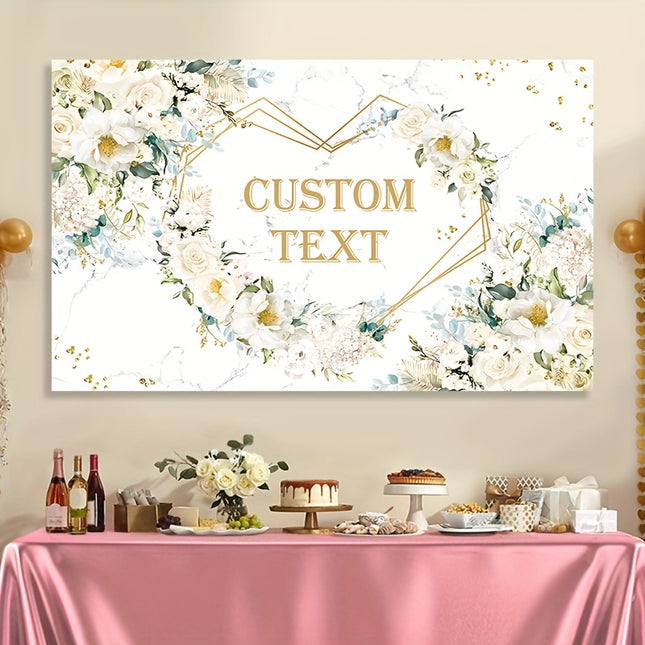 UUBAO Custom Floral Banner for Bridal Shower with Text Personalized Photography Background Couple Wedding Party Decorations