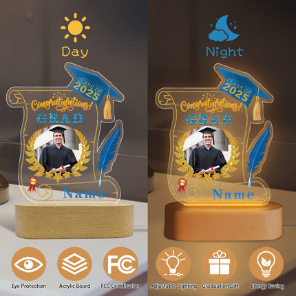 UUBAO Personalized Night Light Class of 2025 Graduation Gift for Junior High School College Teachers and Classmates(Sky Blue)