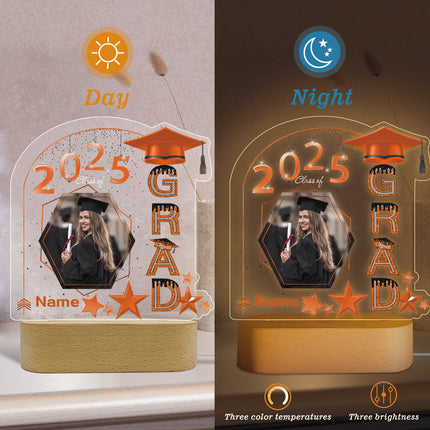 UUBAO Graduation Gifts Personalized Night Light Class of 2025 Custom Photo Name Gifts for Him Her Gifts for College, High School (Orange)