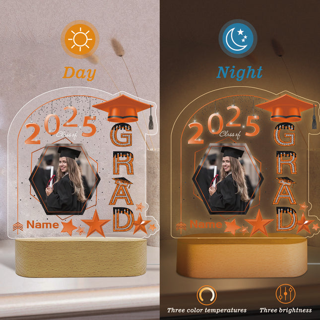 UUBAO Graduation Gifts Personalized Night Light Class of 2025 Custom Photo Name Gifts for Him Her Gifts for College, High School (Orange)