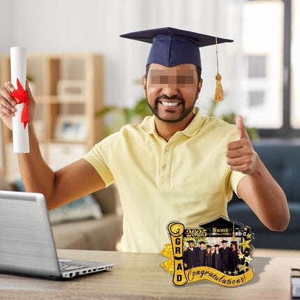 UUBAO Customized Graduation Plaque with Photo Crystal Desktop Keepsake Gift (Yellow)