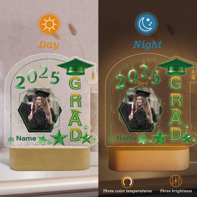 UUBAO Graduation Gifts Personalized Night Light Class of 2025 Custom Photo Name Gifts for Him Her Gifts for College, High School (Dark Green)
