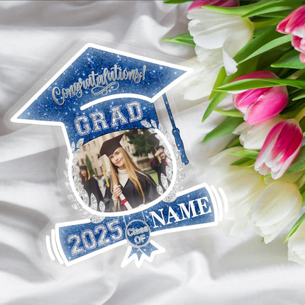 UUBAO Custom Graduation Gift LED Neon Signs Class of 2025 Personalized Photo Congrats Grad USB Powered (Blue and Silver)