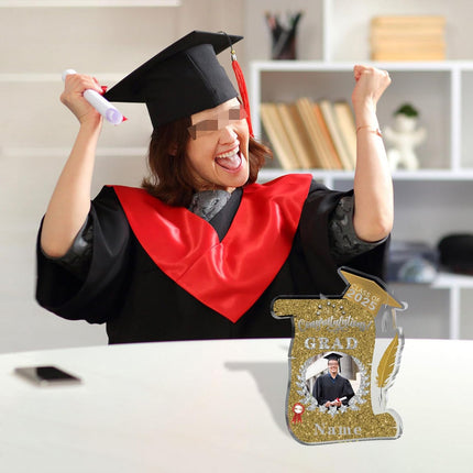 UUBAO Personalized Graduation Gift Class of 2025 Desk Paperweight Farewell Memorial Decorative Signs Plaques with Photo (Champagne)