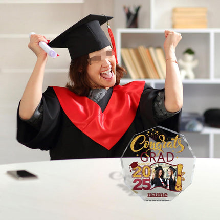 UUBAO Personalized Graduation Gift Class of 2025 Desk Paperweight Farewell Memorial Decorative Signs Plaques with Photo (Maroon)