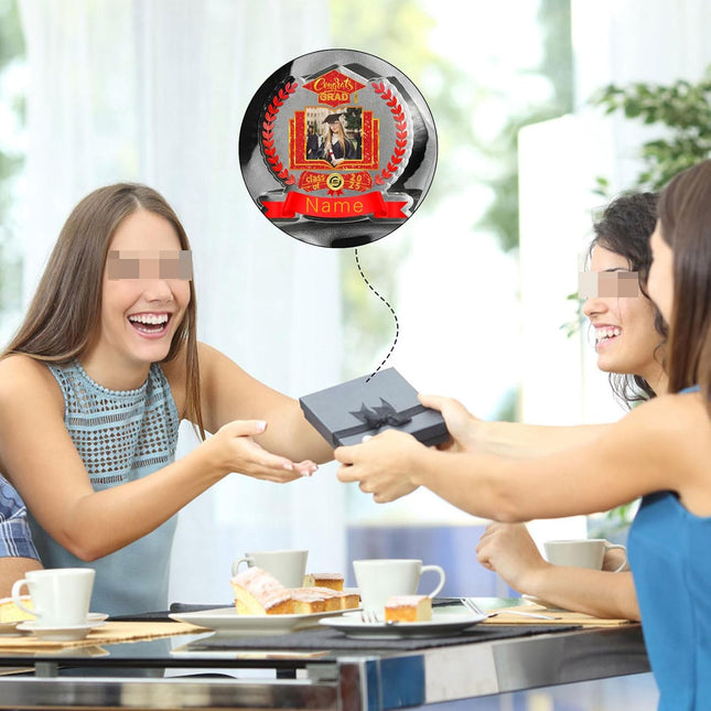 UUBAO Customized Graduation Plaque with Single Picture Custom Picture 2025 Congrats Grad Crystal Desktop Farewell Keepsake Gift (Red)