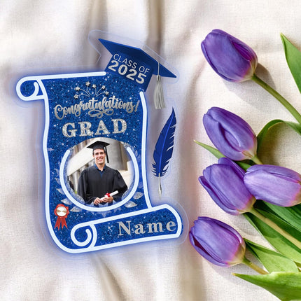 UUBAO Custom Graduation Gift LED Neon Signs Class of 2025 Personalized Photo Congrats Grad USB Powered (Blue and Silver)