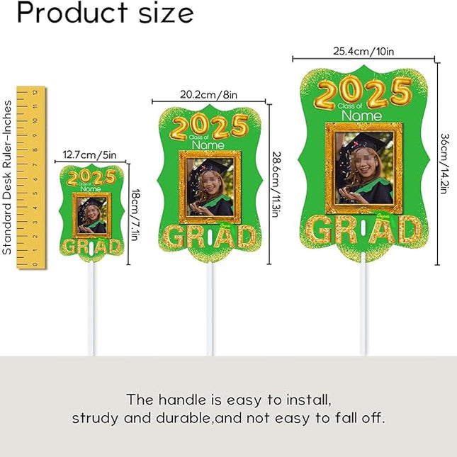 UUBAO Personalized Graduation Double Sided Face Fan Class of 2025 Customized Graduation Head Face Cutout with Handle Fun Photo Prop Supplies(Light Green)