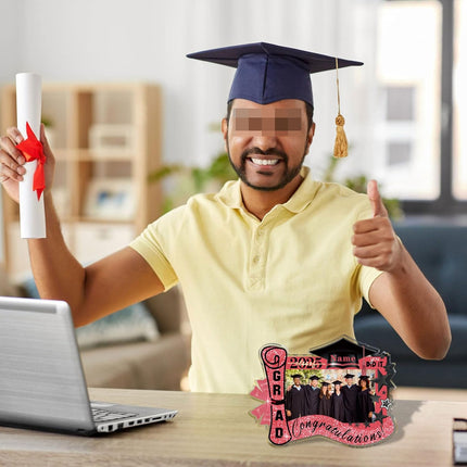 UUBAO Customized Graduation Plaque with Photo Crystal Desktop Keepsake Gift (Pink)