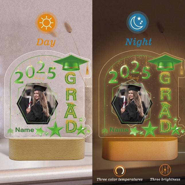 UUBAO Graduation Gifts Personalized Night Light Class of 2025 Custom Photo Name Gifts for Him Her Gifts for College, High School (Light Green)