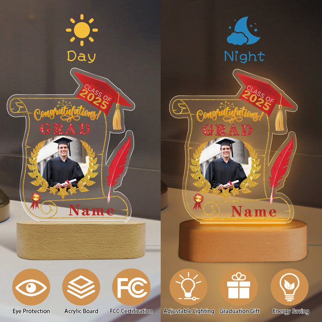 UUBAO Personalized Night Light Class of 2025 Graduation Gift for Junior High School College Teachers and Classmates(Red)