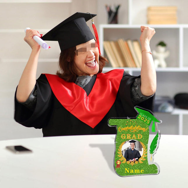 UUBAO Personalized Graduation Gift Class of 2025 Desk Paperweight Farewell Memorial Decorative Signs Plaques with Photo (Light Green)