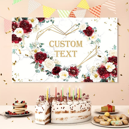 UUBAO Custom Floral Banner for Bridal Shower with Text Personalized Photography Background Couple Wedding Party Decorations