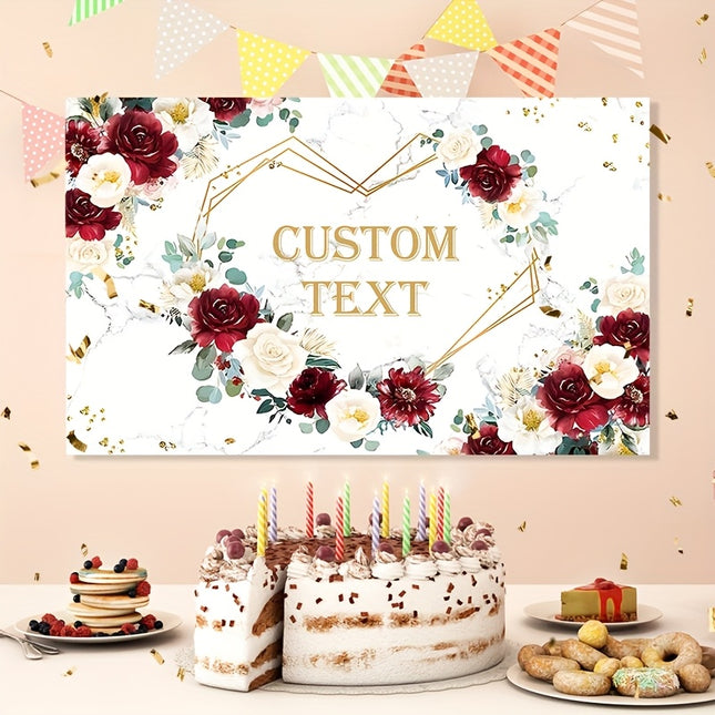 UUBAO Custom Floral Banner for Bridal Shower with Text Personalized Photography Background Couple Wedding Party Decorations