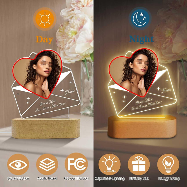 UUBAO Customized Acrylic Night Light Gifts Personalized Mother's Day Gifts Custom Photo for Bonus Mom