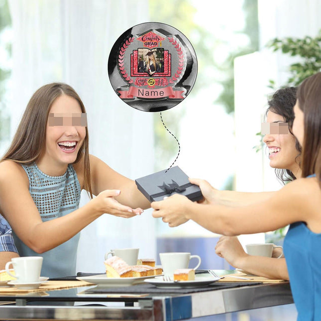 UUBAO Customized Graduation Plaque with Single Picture Custom Picture 2025 Congrats Grad Crystal Desktop Farewell Keepsake Gift (Pink)